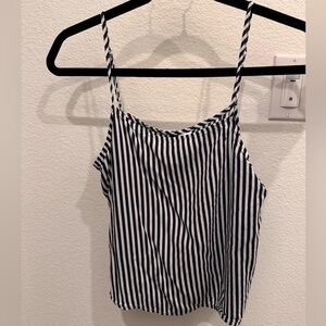 Divided Navy and White Striped Spaghetti Strap Camisole